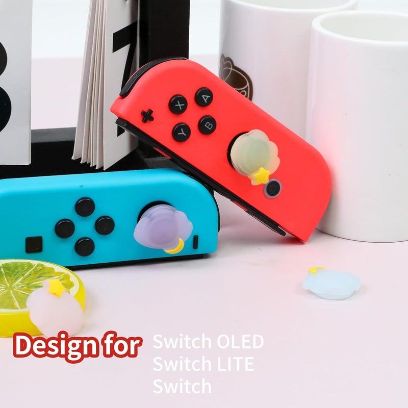 FlyingMage Switch Joycon Thumb Grips Caps, 4 PCS Cute Kawaii 3D Silicone Analog Thumbstick Button Cover Compatible with Nintendo Switch Lite/OLED Joystick Caps (Multicolor Cloud) - Image 2